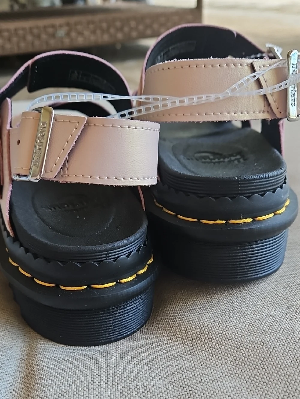 Sz 7- Dr Martins Voss II Chunky Sandals In Opalescent Powder Pink/ Gold - Picture 6 of 9